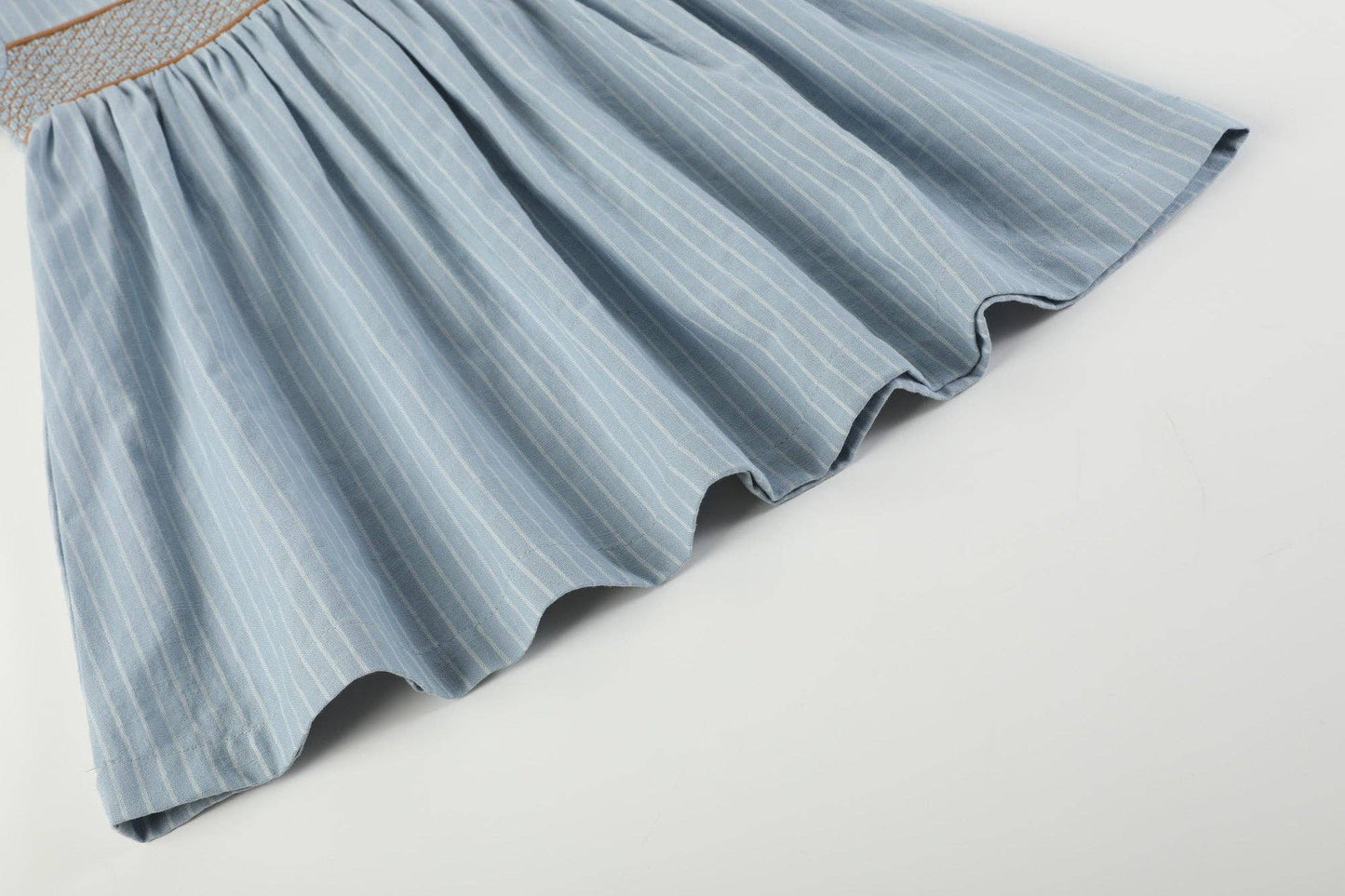 Blue Pinstripe Smocked Dress