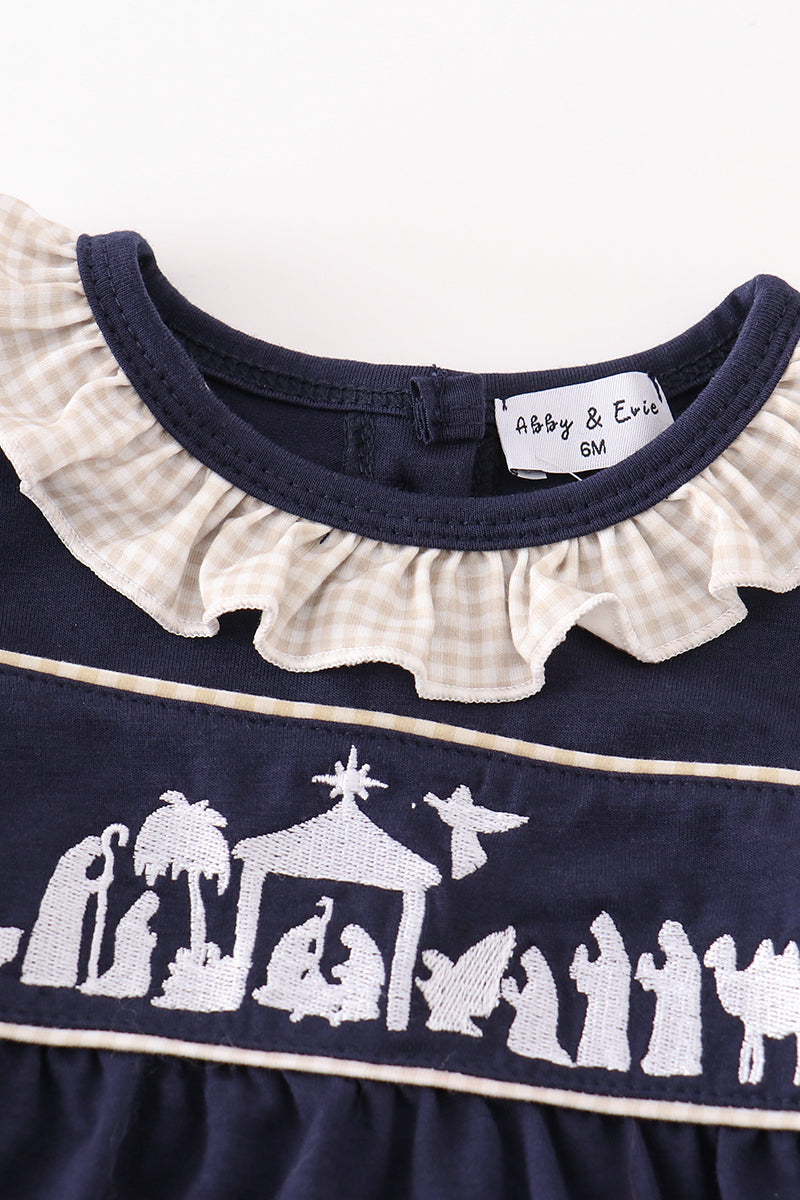 Navy Nativity Girl Bubble