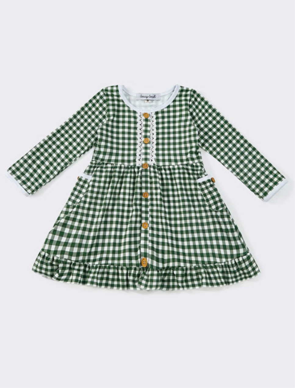 Green Plaid Ruffle Dress