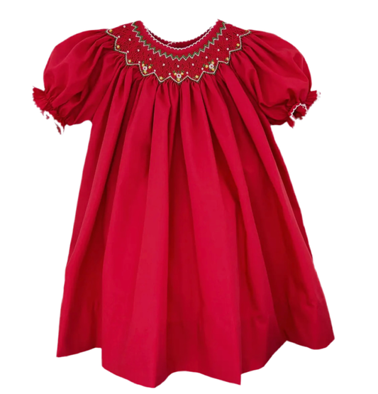 Holiday Bishop Dress- Red