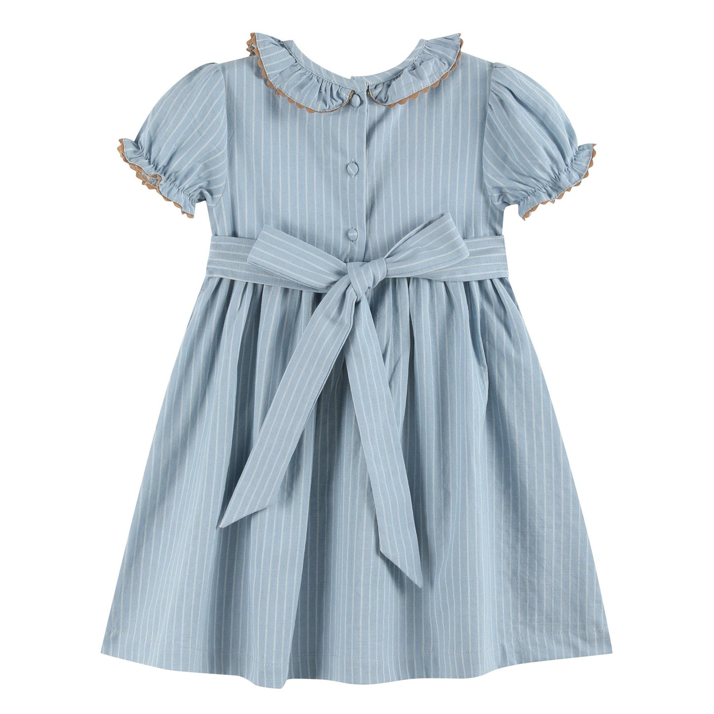 Blue Pinstripe Smocked Dress