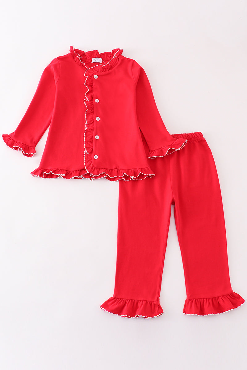 Red Ruffle Girl Pajama Set