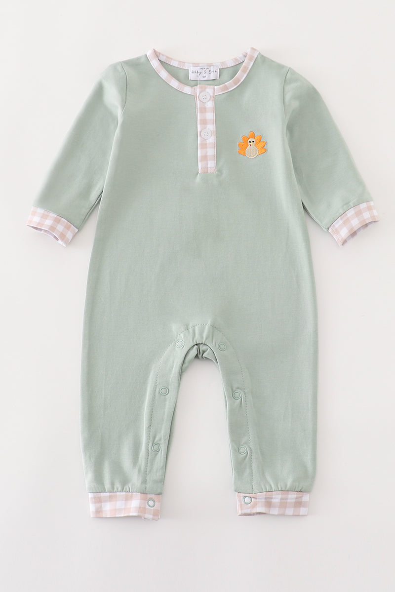 Green Turkey Boy Romper