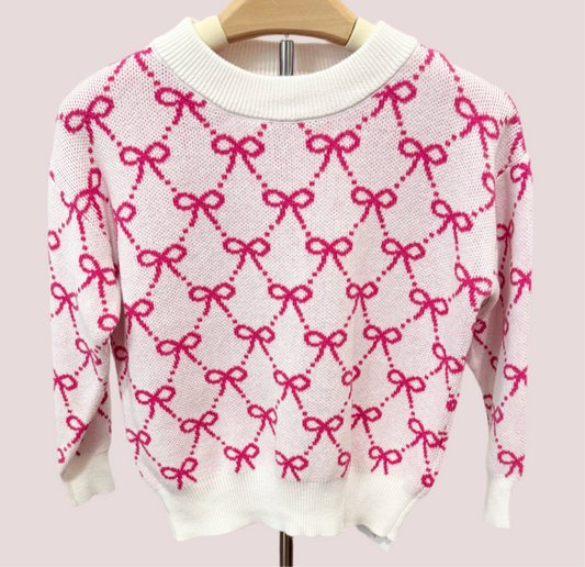 Cream & Pink Bow Sweater