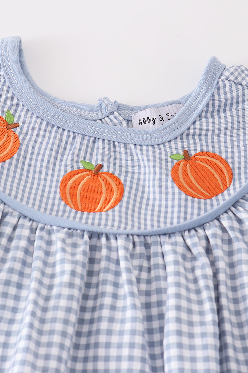 Blue Gingham Pumpkin Girl Set