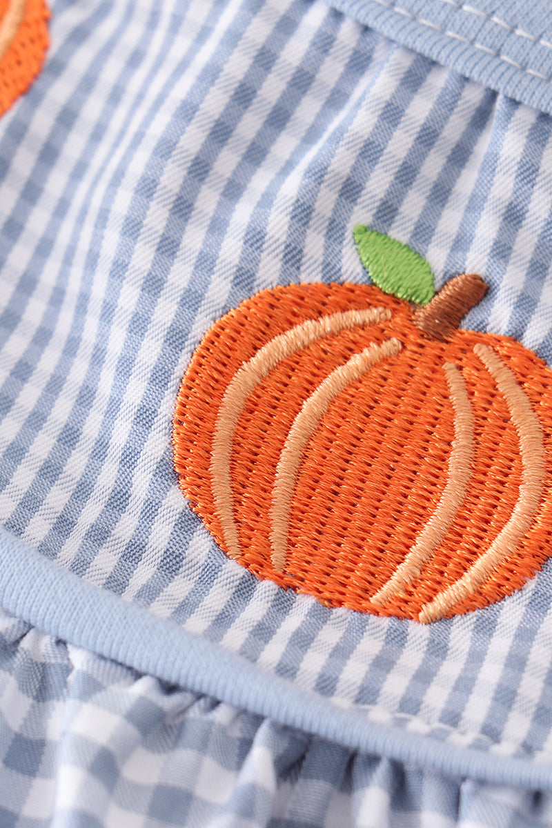 Blue Gingham Pumpkin Girl Set