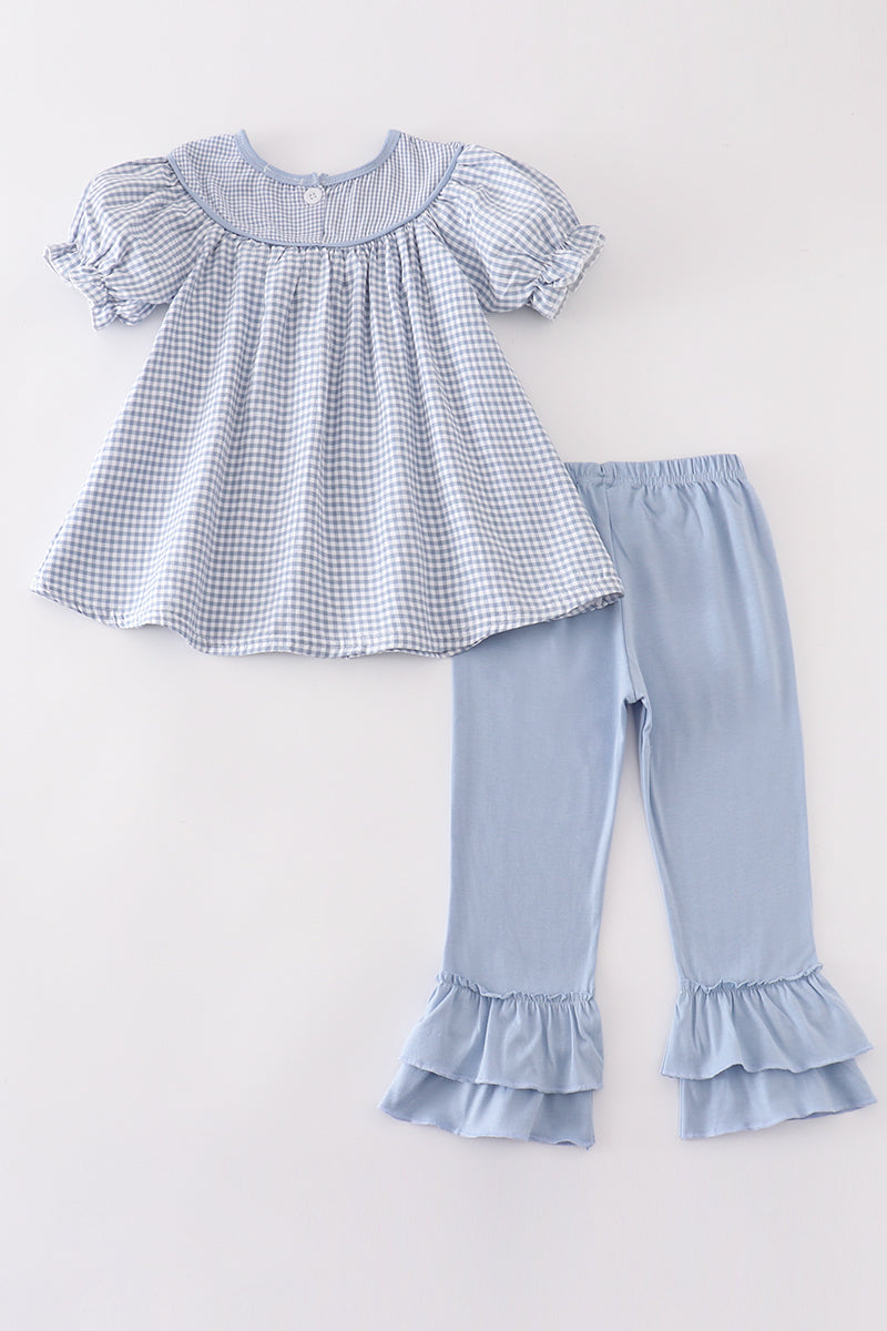 Blue Gingham Pumpkin Girl Set