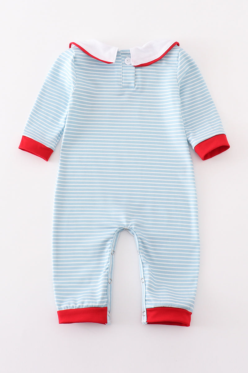 Blue Christmas Santa Boy Romper