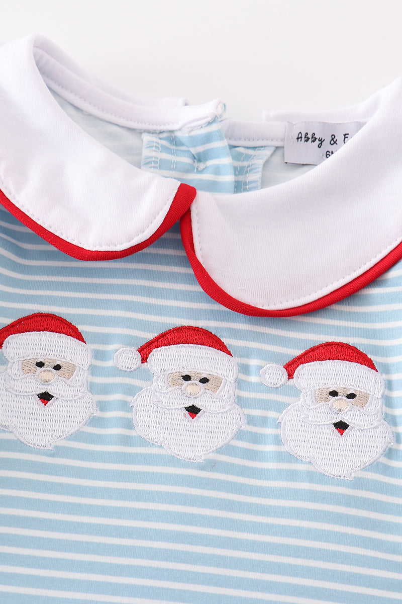 Blue Christmas Santa Boy Romper