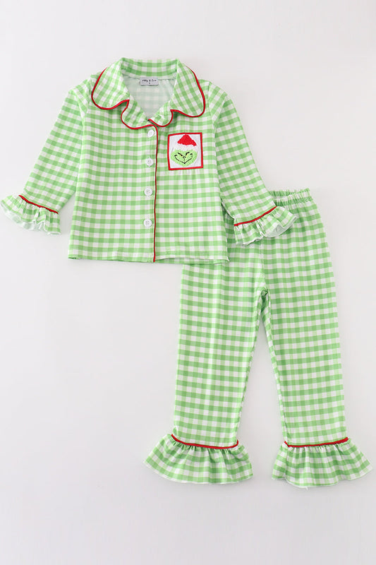 Christmas Grinch Ruffle Pajama Set