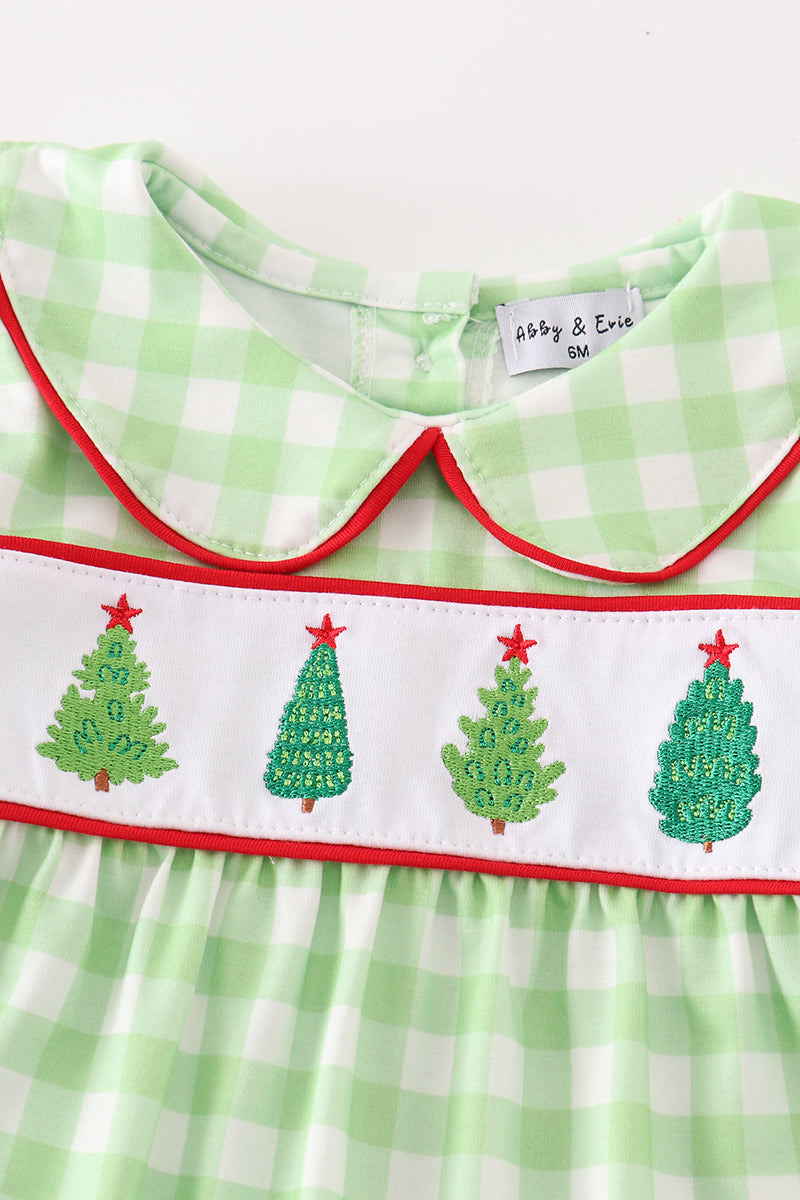 Christmas Tree Embroidery Boy Romper