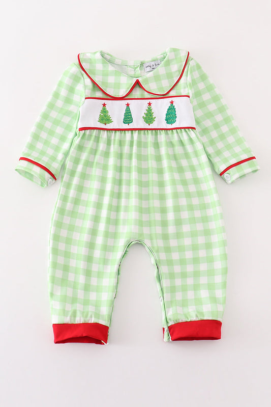 Christmas Tree Embroidery Boy Romper